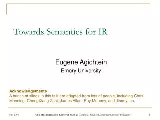 Towards Semantics for IR