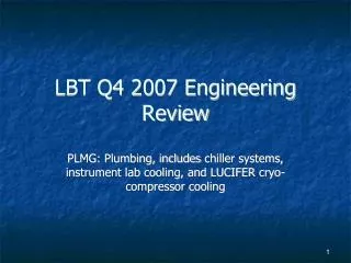 plmg plumbing includes chiller systems instrument lab cooling and lucifer cryo compressor cooling