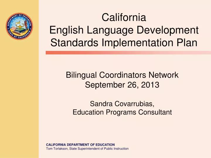 california english language development standards implementation plan