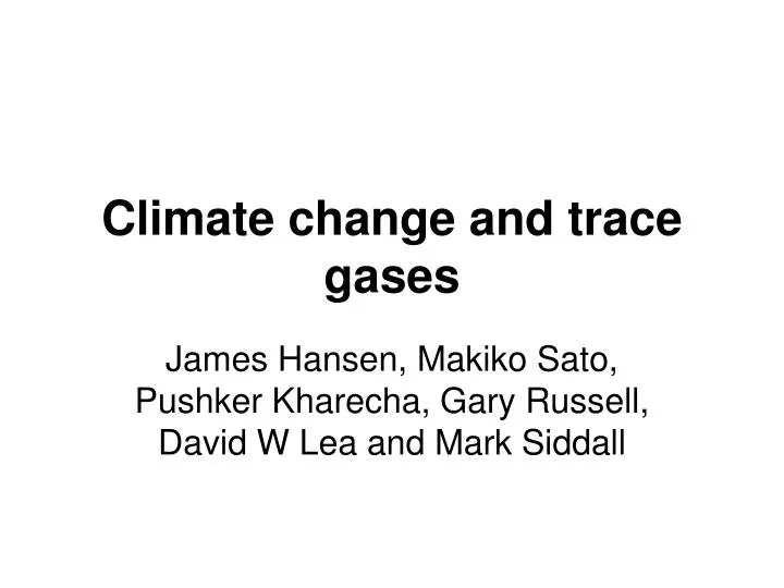 climate change and trace gases