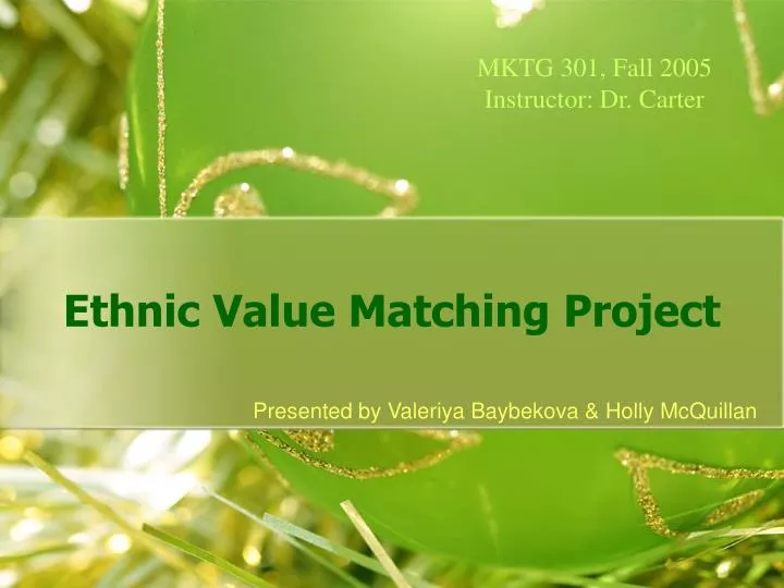 ethnic value matching project