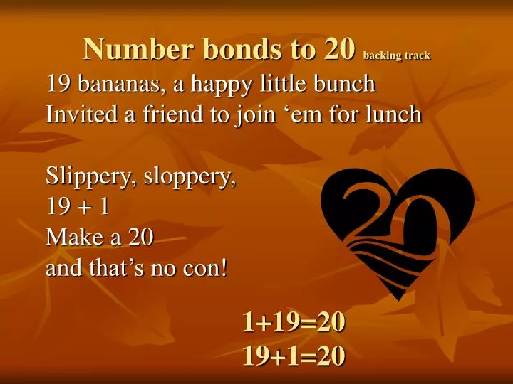 number bonds to 20 backing track