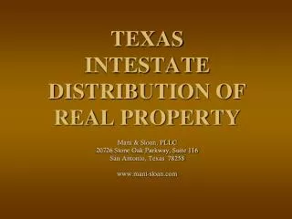 TEXAS INTESTATE DISTRIBUTION OF REAL PROPERTY