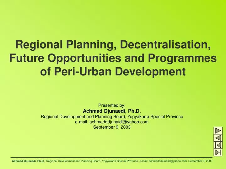 regional planning decentralisation future opportunities and programmes of peri urban development