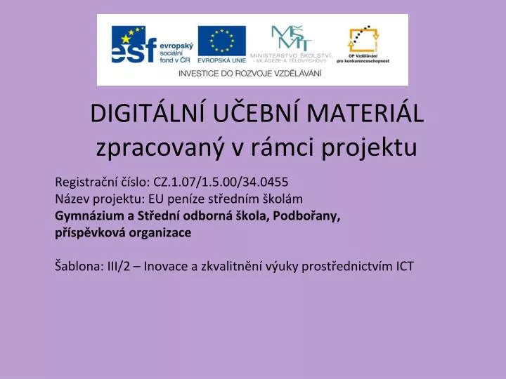 digit ln u ebn materi l zpracovan v r mci projektu