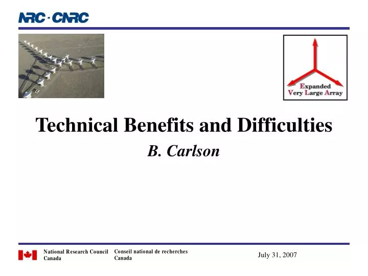 technical benefits and difficulties b carlson