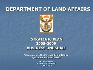 DEPARTMENT OF LAND AFFAIRS