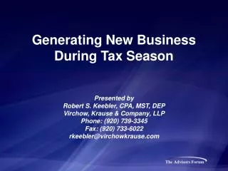 Generating New Business During Tax Season