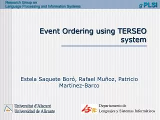 Event Ordering using TERSEO system