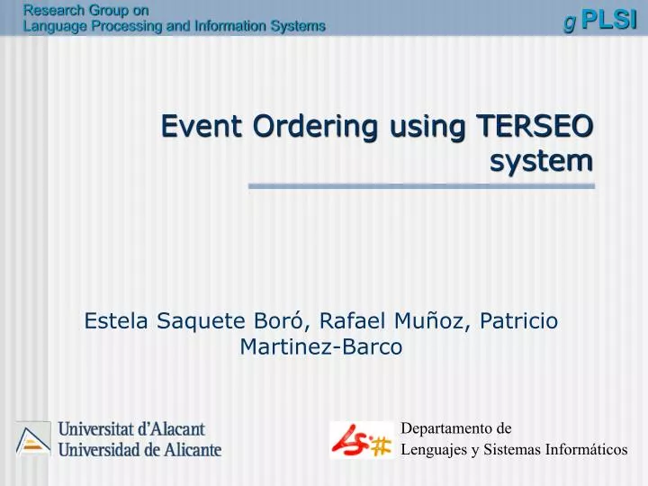 event ordering using terseo system