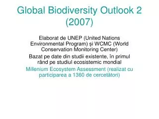 global biodiversity outlook 2 2007