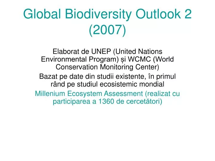 global biodiversity outlook 2 2007