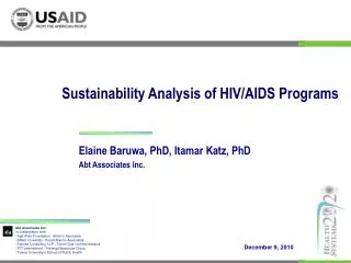 Sustainability Analysis of HIV/AIDS Programs