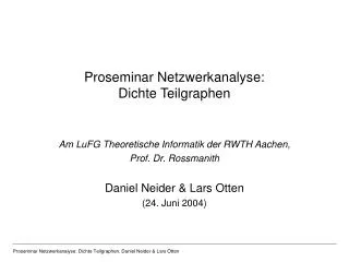proseminar netzwerkanalyse dichte teilgraphen