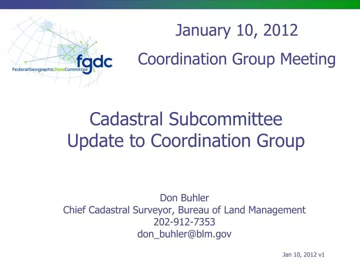 cadastral subcommittee update to coordination group