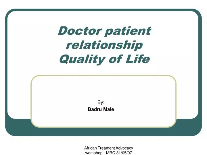 doctor patient relationship quality of life