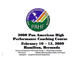2000 Pan American High Performance Coaching Course