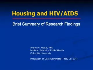 Housing and HIV/AIDS