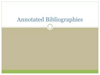 annotated bibliographies