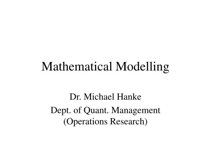 mathematical modelling