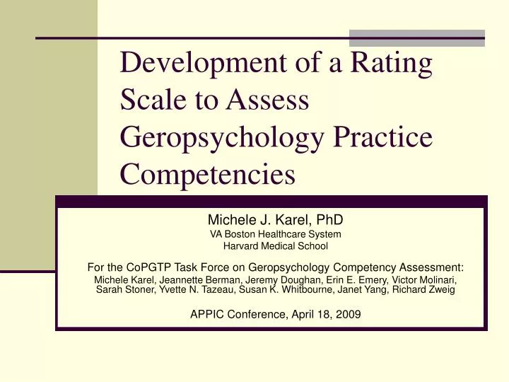 development of a rating scale to assess geropsychology practice competencies