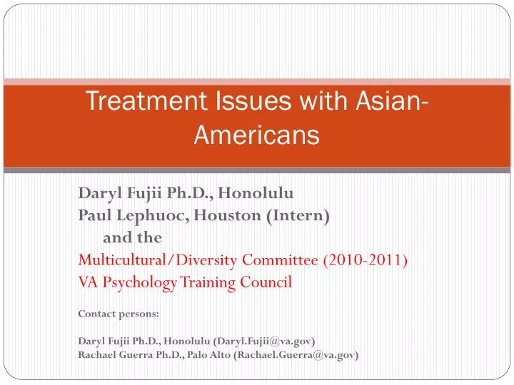treatment issues with asian americans