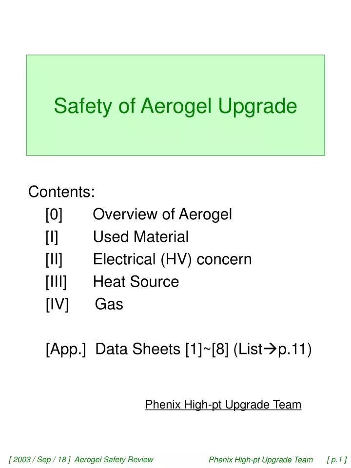 safety of aerogel upgrade