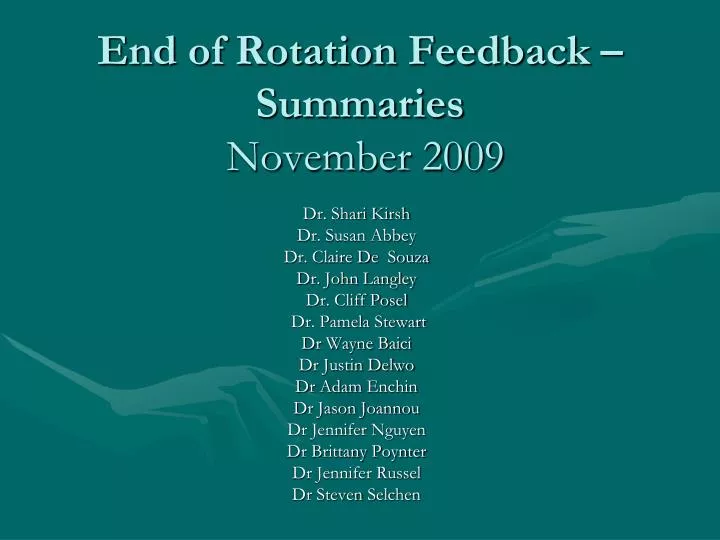 end of rotation feedback summaries november 2009