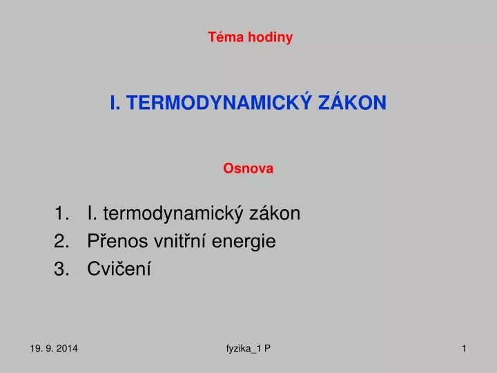 i termodynamick z kon