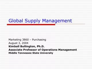Global Supply Management