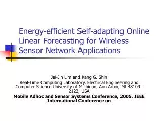 Energy-efficient Self-adapting Online Linear Forecasting for Wireless Sensor Network Applications