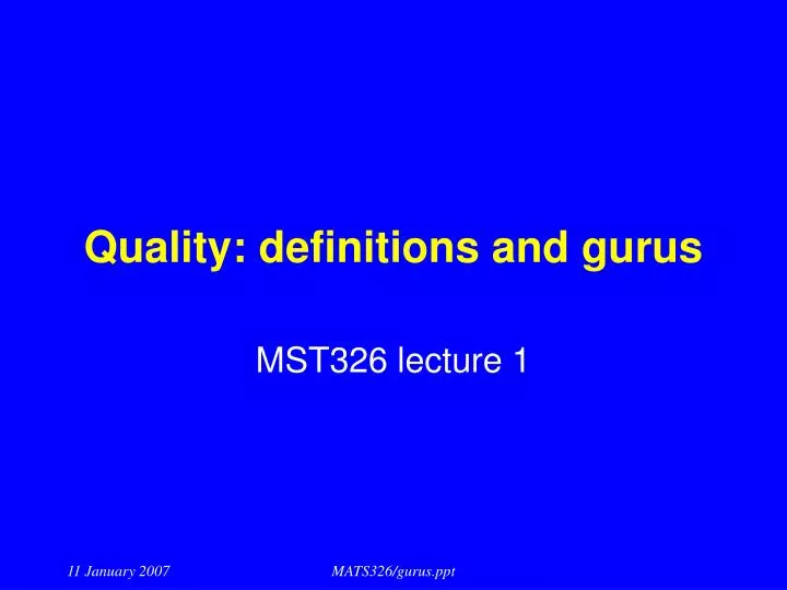 quality definitions and gurus