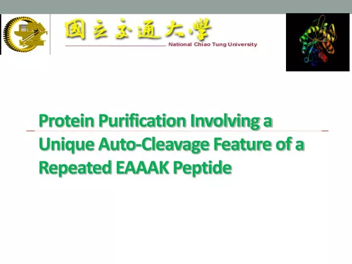 protein purification involving a unique auto cleavage feature of a repeated eaaak peptide