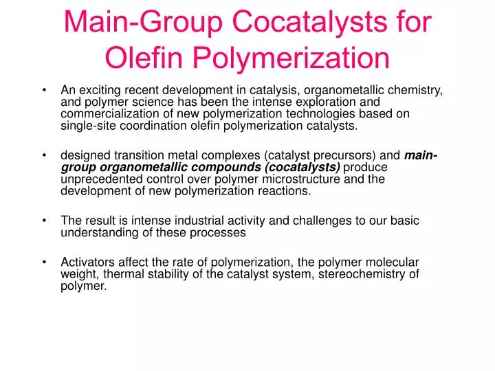 main group cocatalysts for olefin polymerization