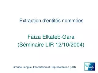 extraction d entit s nomm es