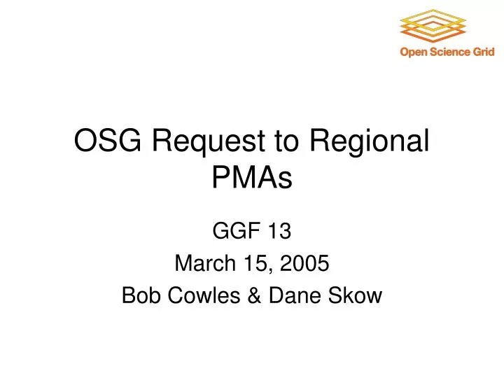 osg request to regional pmas
