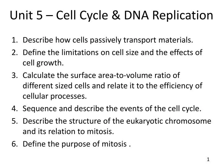 unit 5 cell cycle dna replication