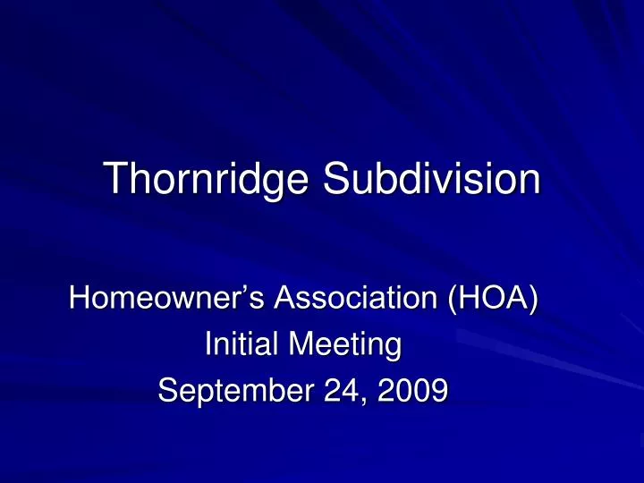 thornridge subdivision