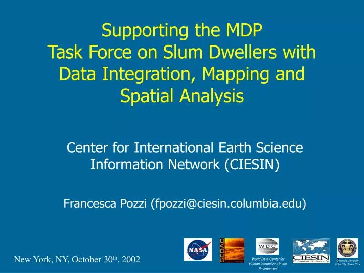supporting the mdp task force on slum dwellers with data integration mapping and spatial analysis