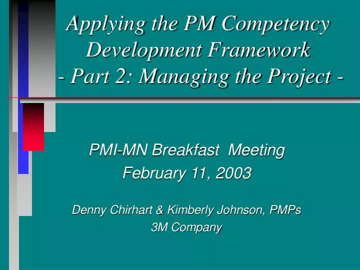 applying the pm competency development framework part 2 managing the project