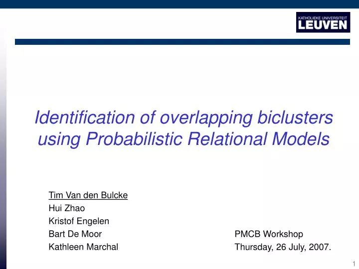 identification of overlapping biclusters using probabilistic relational models