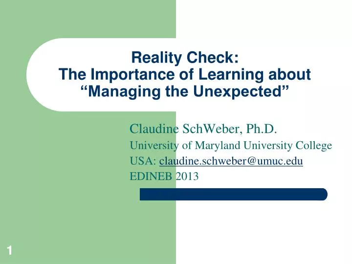 reality check the importance of learning about managing the unexpected