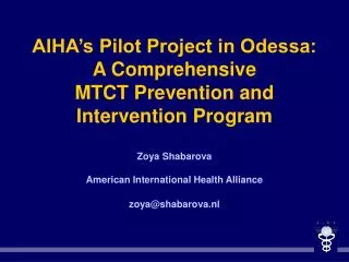 AIHA Strategic Framework to Prevent Mother-to-Child-Transmission of HIV in Odessa