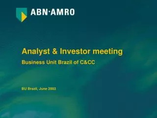 Analyst &amp; Investor meeting