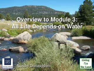 Overview to Module 3: All Life Depends on Water