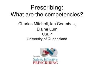 Prescribing: What are the competencies?