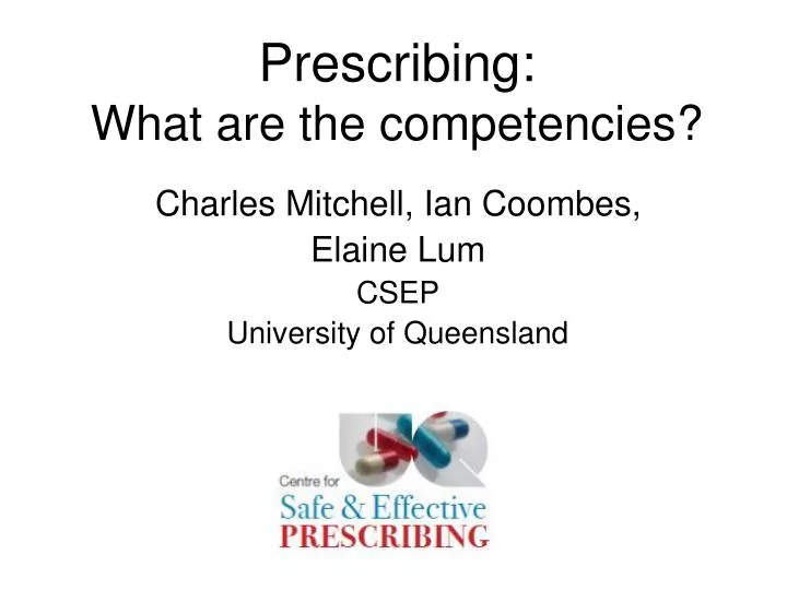 prescribing what are the competencies