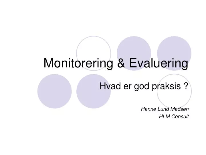 monitorering evaluering