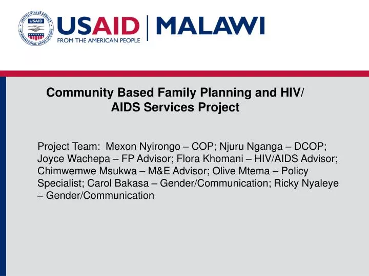 community based family planning and hiv aids services project
