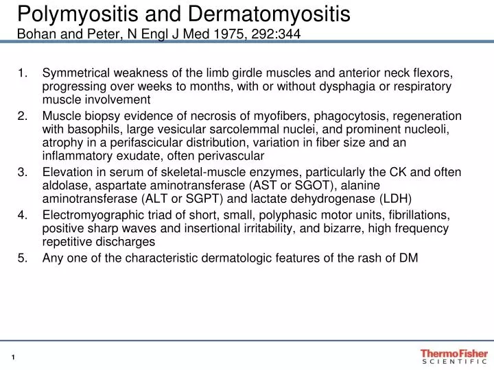 polymyositis and dermatomyositis bohan and peter n engl j med 1975 292 344